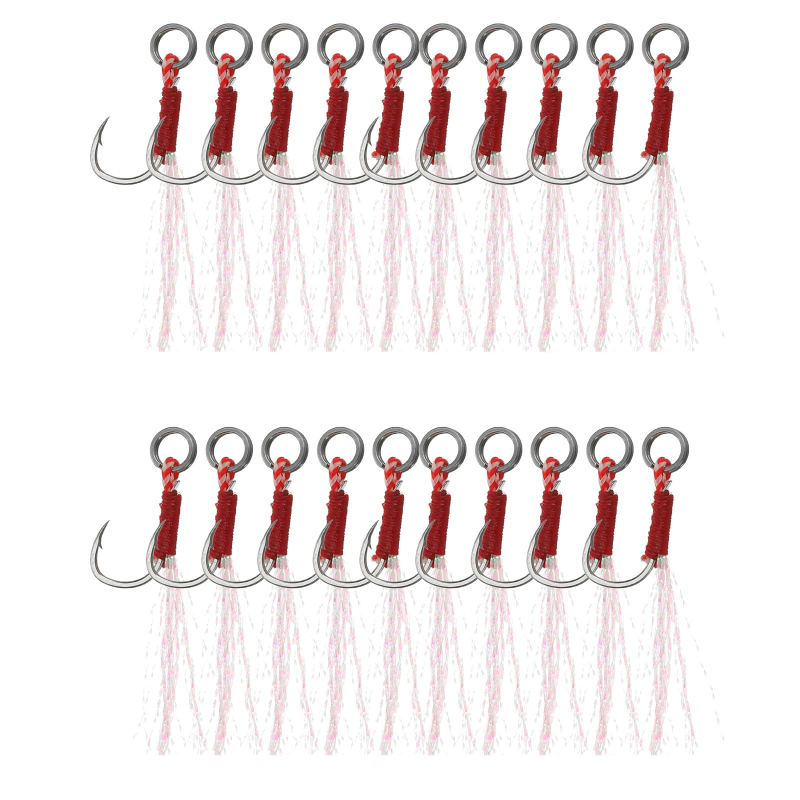 PATIKIL Fishing Assist Hooks Kit, 20 Pcs Glow Jigging Hook Slow Fast Fall Jigs Fishing Hooks for Vertical Jigging Lures, Green (50mmx12mm)