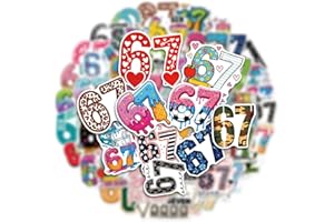 67 Aesthetic Stickers Pack (50pcs) – Cute & Trendy Number 67 Vinyl Stickers, Waterproof Stickers for Water Bottles, Laptop, P