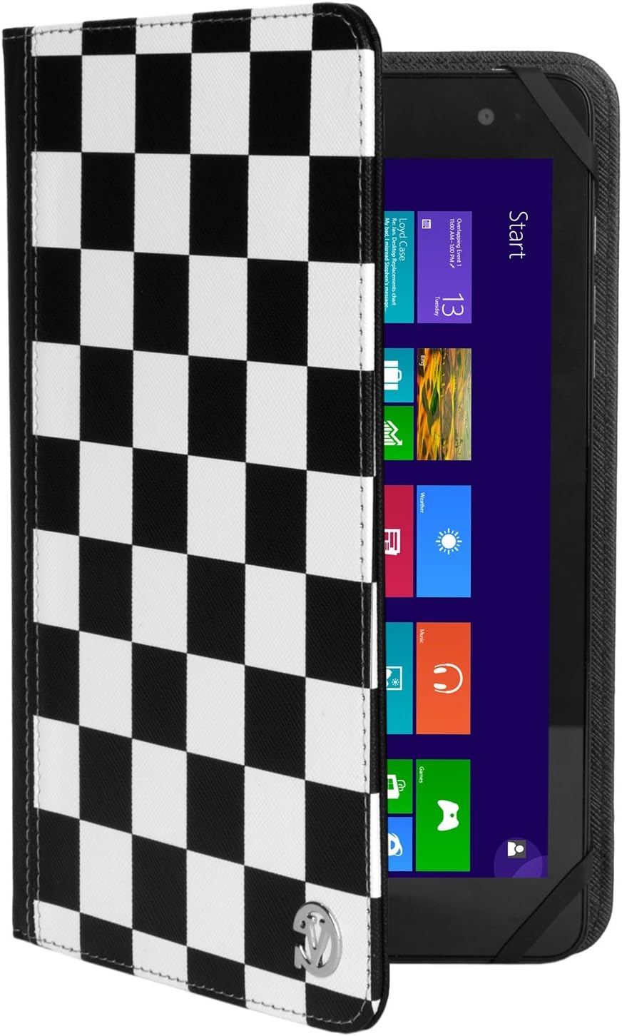 10 inch Black White Portfolio Tablet Case for Acer Iconia One, LG G Pad, HP X2