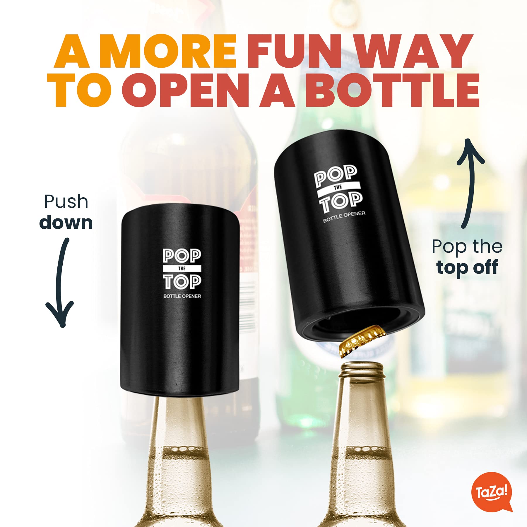 Mua Pop-the-Top Beer Bottle Opener (Black): Automatic Bottle Opener, No  Damage to Cap | Fun Bartender Tool | Push Down Decapitator by TaZa trên  Amazon Mỹ chính hãng 2024 | Fado