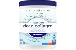Genuine Health Marine Clean Collagen Powder, 40 servings, 400g tub, 10g collagen per serving, Natural joint, skin, hair, nail