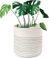 tenn well 20cm Plant Pot with Liner Cotton Indoor Planter Basket Black White