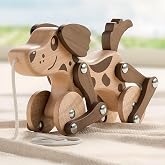 Montessori Toys 1 2 3 4 Years Old Boys Girls Wooden Walking Pull Dog Toy for Baby Toddler, Pull Along Walking Toys, Walk Along Puppy Pull, Wooden Pull &amp; Push Toy