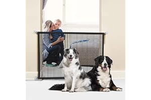 Dog Gate for Stairs Pet Gates for The House: Mesh Dogs Screen Gate for Doorways Stairways Indoor Safety 30 inches Tall, 38 in