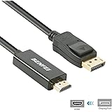 DisplayPort to HDMI 1.8M Cable, Benfei DP Display Port to HDMI HDTV 1080P Adapter Male to Male Converter Gold-plated Cord for Lenovo, Dell, HP, Asus and other brand