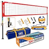 SKEERY Outdoor Heavy Duty Volleyball Net Set, Anti-Sag Design, Adjustable Aluminum Poles, Portable Volleyball Net for Backyard,Grass and Beach