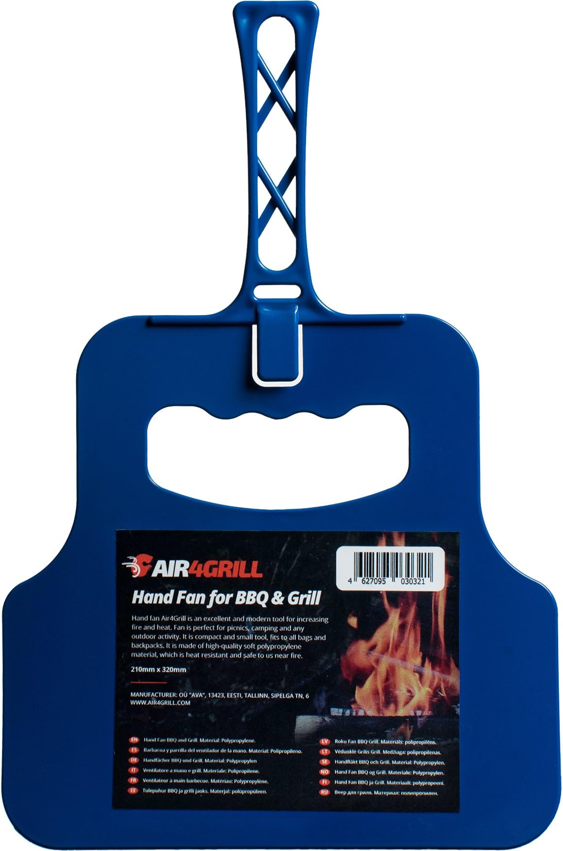 Air4Grill Grill Fan - BBQ Fan - Hand Crank Blower - Barbecue Coal Blower - Barbecue Manual Blower - BBQ Hand Fan (Blue)