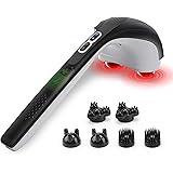 Snailax Cordless Handheld Back Massager with Heat,Deep Tissue Percussion Massager, 3 Sets of Dual Pivoting Heads,Rechargeable