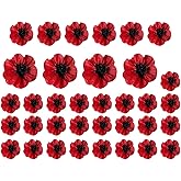 BEHKNQTW 35 Pcs Red Poppy Paper Flowers, 8/10/12 Inch Artificial Flowers for Halloween, Wedding, Party Decor