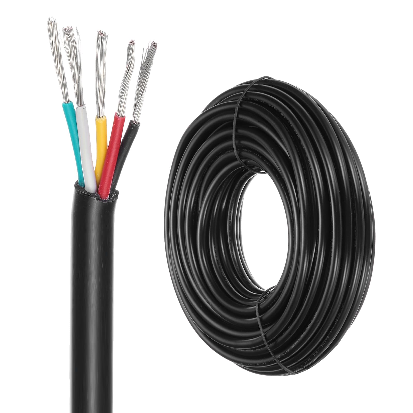 DMiotech 22 Gauge Wire Electrical Wire 5 Conductor, 22 AWG Extension Cable Cord 50 Ft/15 m UL2464 300V Stranded Tinned Copper Wire for LED Lighting Automotive