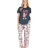 Lazy One Women's Pajama Set, Short Sleeves with Cute Prints, Relaxed Fit