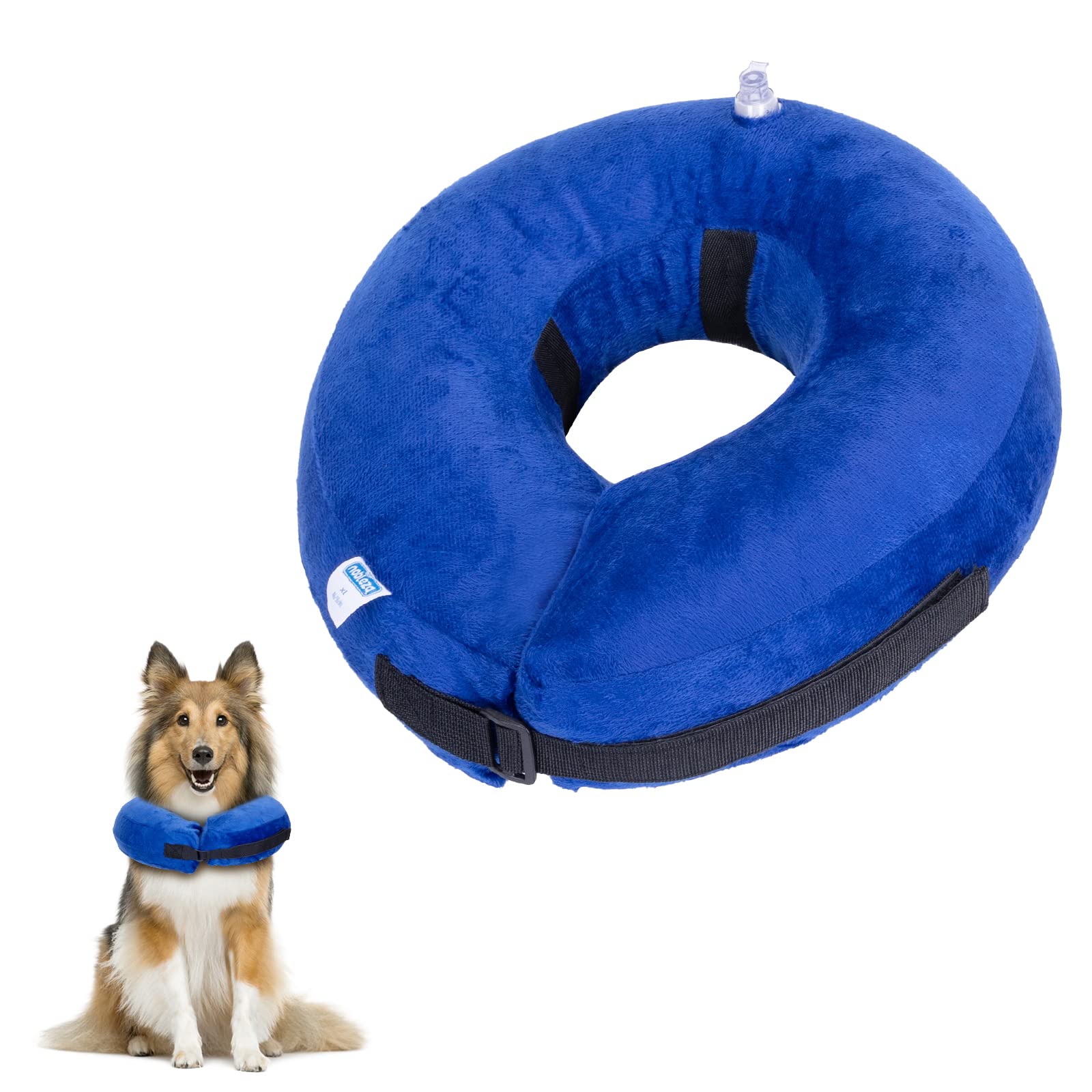 Nobleza Inflatable Dog Collar Dog Recovery Collar Inflatable Pet Protection Cover Collars Pet Neck Collars After Surgery Adjustable Pets Recovery Cone for Extra Large Dogs, Blue