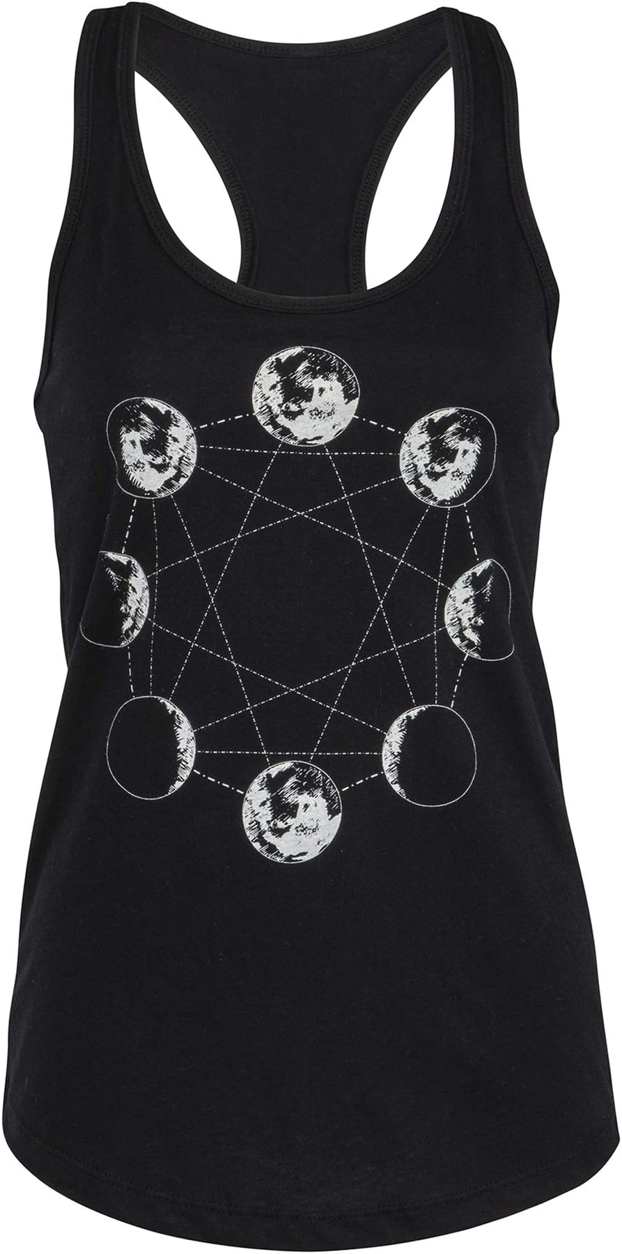 Womens Black Moon Phases Yoga Tank Top Spiritual Tee
