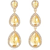 Vintage Rhinestone Teardrop Dangle Earrings Long Dangling Drop Earrings Crystal Chandelier Earrings for Women Wedding Bridal Prom