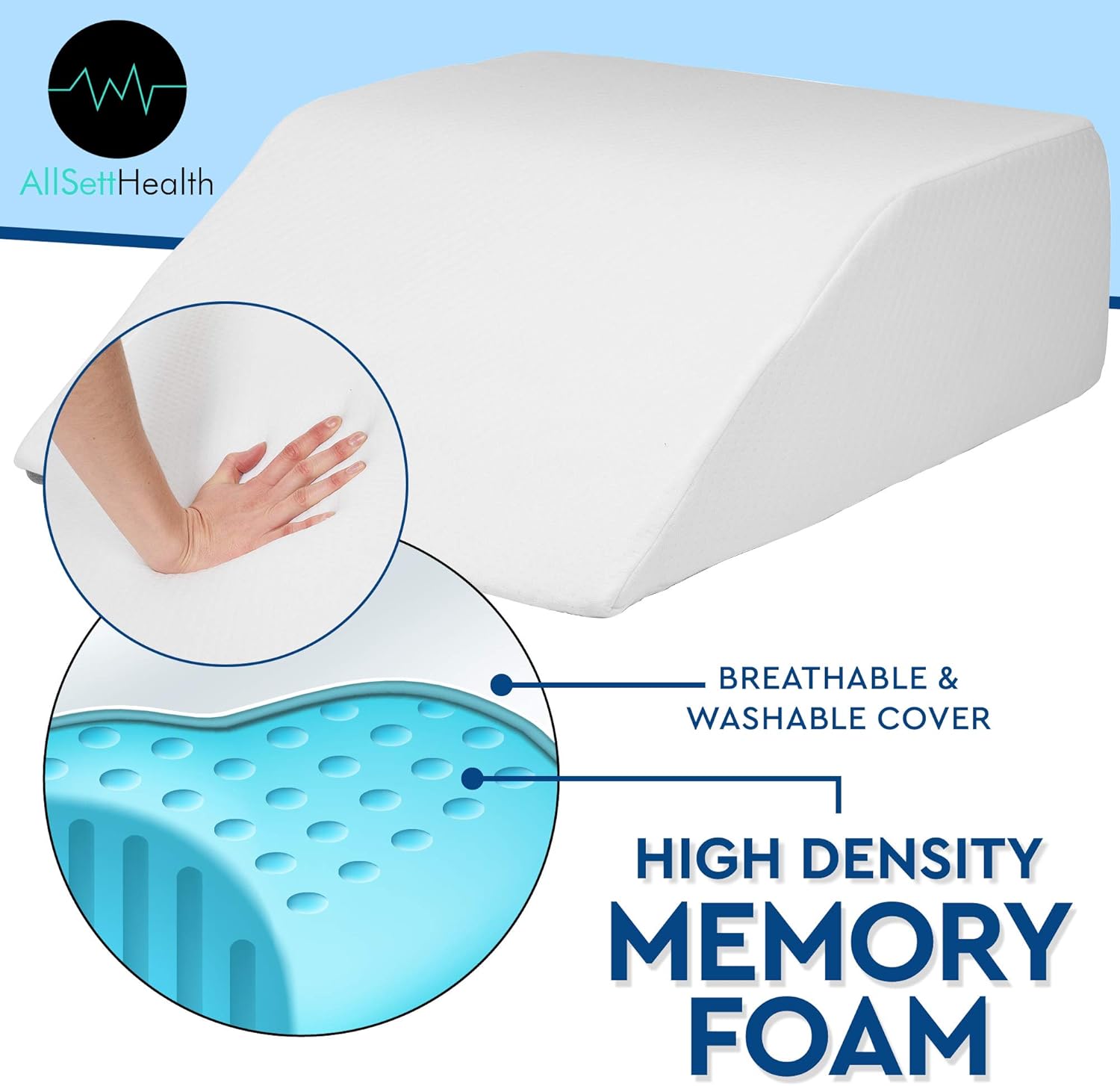 Leg Elevation Pillow - Cooling Gel Memory Foam Top, High-Density Leg Rest Elevating Foam Wedge- Relieves and Recovers Foot and Ankle Injury, Leg, Hip and Knee Pain, Improves Blood Circulation: Kitchen & Dining