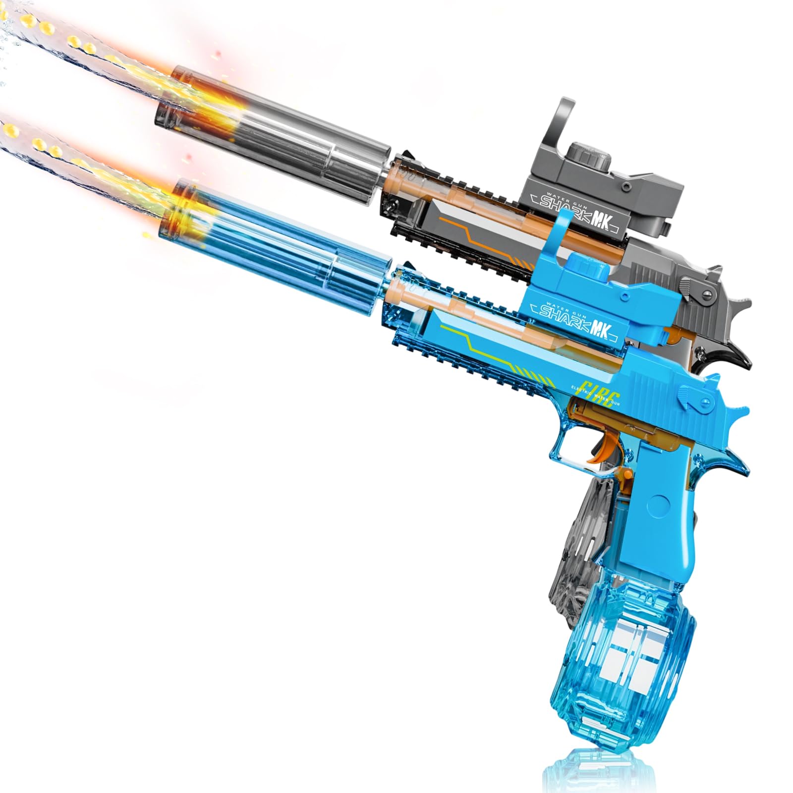 UROINT Electric Water Gun for Kids, Powerful Automatic Water Pistol Blaster Toys with Led Light, Transparent Squirt Gun Electric Long Range Pool Party Gift for Adult Boys Girls (Desert Eagle 2Pack)