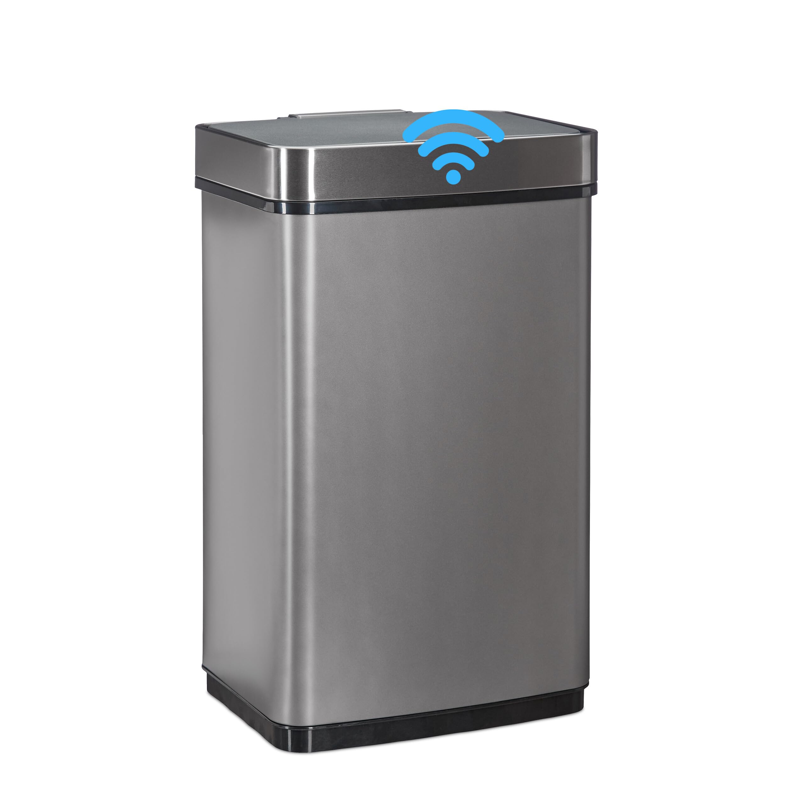 Relaxdays Sensor Waster Bin, 60 L Trash Can, Stainless Steel Kitchen Garbage Pail with Motion Sensor, Battery-Operated, Grey