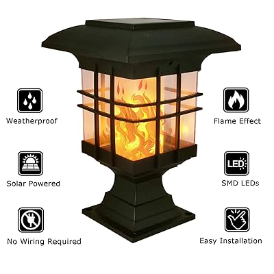 Buy Solar Post Lights Outdoor Lighting 2pk Classic Deck Fence Post Cap Led Lights With Flickering Flame For 3 5x3 5 4x4 5x5 6x6 Inch Dock Garden Patio Front Door Decoration Online In Indonesia