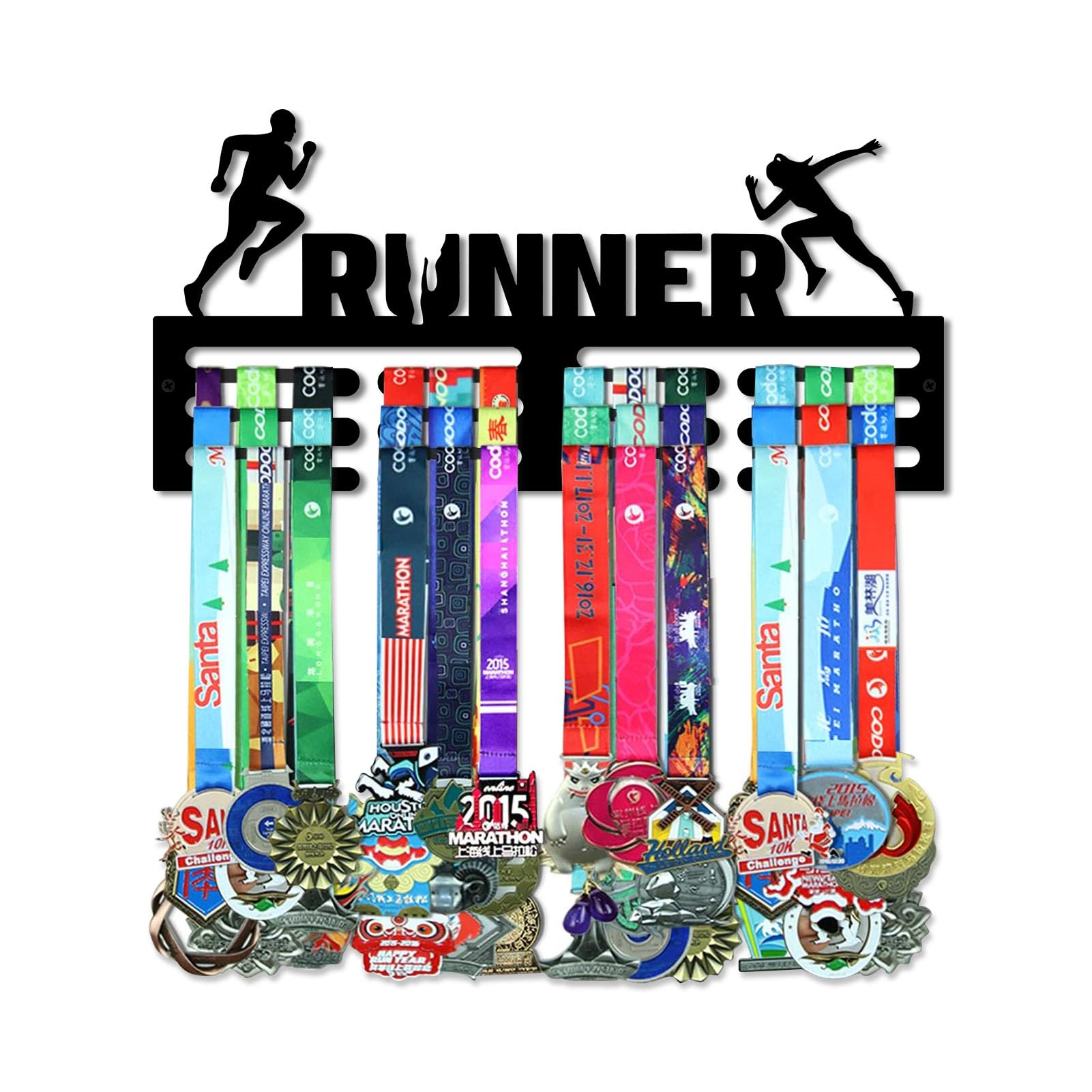 Resama RUNNER Medal Hanger Holder Display Rack for Awards Ribbons Personalized Medal Sports Themed Race Ribbon Medal Display Award Rack - Metal Hanger Display for Men Boy Girl Kid