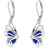 Butterfly Earring 925 Sterling Silver Blue Butterfly Dangle Earrings Jewelry for Women