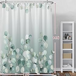 Baocicoo Eucalyptus Leaf Shower Curtain Sets Green