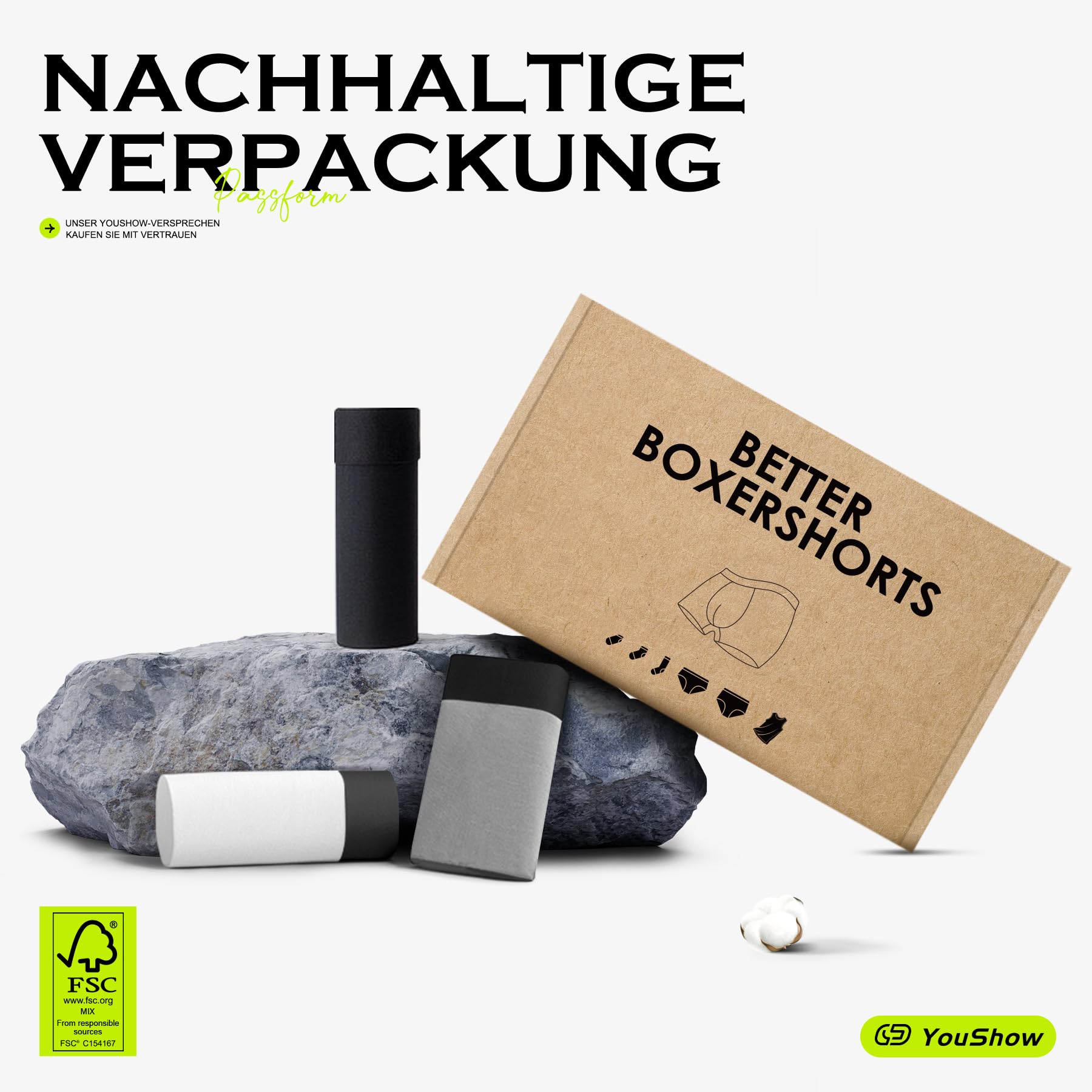 YouShow Boxershorts Herren Schwarz 6 Pack Baumwolle Unterhosen Männer Ohne Kratzenden Zettel Retroshorts Unterwäsche Boxer L 5
