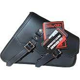 Daniel Smart Motorcycle Leather Swingarm Bag Black SWING ARM BAG - Motorcycle Saddle Bag Left Side Secure Tool Bag for Bike