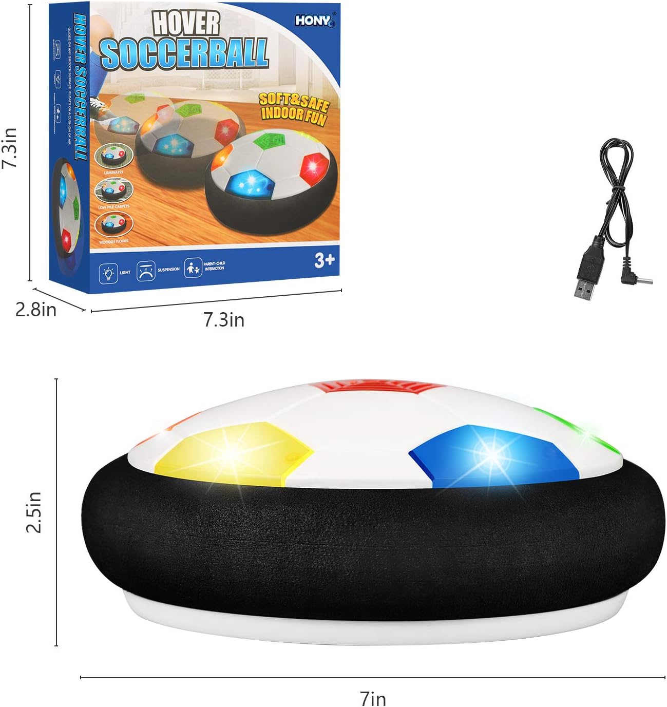 Kids Toys Hover Soccer Ball,Indoor Floating Soccer Rechargeable Air Soccer with Color LED Light and Soft Foam Bumper,Upgrade Training Soccer Toys Gift for Boys Girls Age 3 4 5 6 7 8 9 10 - 16 Year Old: Toys & Games