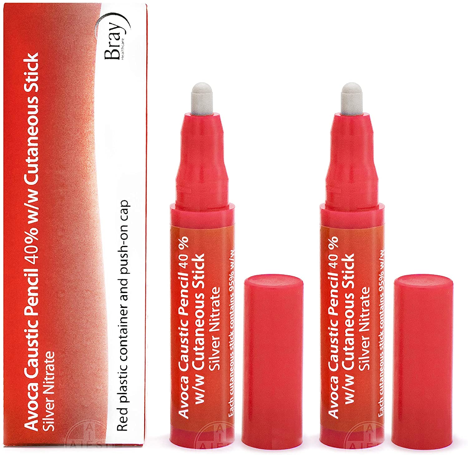 Avoca 40% Silver Caustic Pencil for Removal of Warts and Textiles 2 Pieces