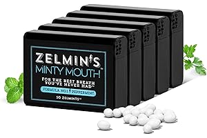 Zelmin's Minty Mouth Breath Freshener - (5 Pack) Long Lasting Bad Breath Treatment for Adults, Instant Freshness Helps with Dry Mouth, Natural Breath Mints for Travel, Alcohol-Free, Keto, Gluten-Free