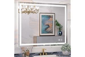 Keonjinn Large Bathroom Mirror with Light, 42 x 36 Inch LED Mirror for Bathoom, Frontlit Only, HD Tempered Glass, UL-Listed LED Driver, Anti-Fog, Dimmale 6000K, Easy Installation(Horizontal/Vertical)