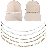 5 Pcs 5 Styles Detachable Metal Baseball Cap Chains, Trucker Hat Charms, Trucker Hat Chains for Women Man, DIY Mesh Baseball Cap, Hats Charms for Bill Brim Decoration (Gold, Pearl)