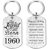 Yobent 66th Birthday Gifts for Men 1960, Happy 66th Birthday Keychain, 66 Year Old Birthday Gifts for Women, The Legend was Born in 1960