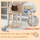 Mekidulu 145cm Cat Tree Indoor Multi-Level Condo with 2 Bowls Beige N3 view 2