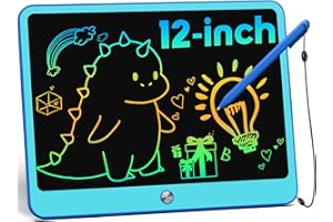 bravokids LCD Writing Tablet, 12 Inch Colorful Toddler Doodle Board, Erasable Drawing Pads with Lanyard, Educational Toy for Kids, Christmas Birthday Gifts for 3 4 5 6 7 8 Years Old Boy Girls-Blue