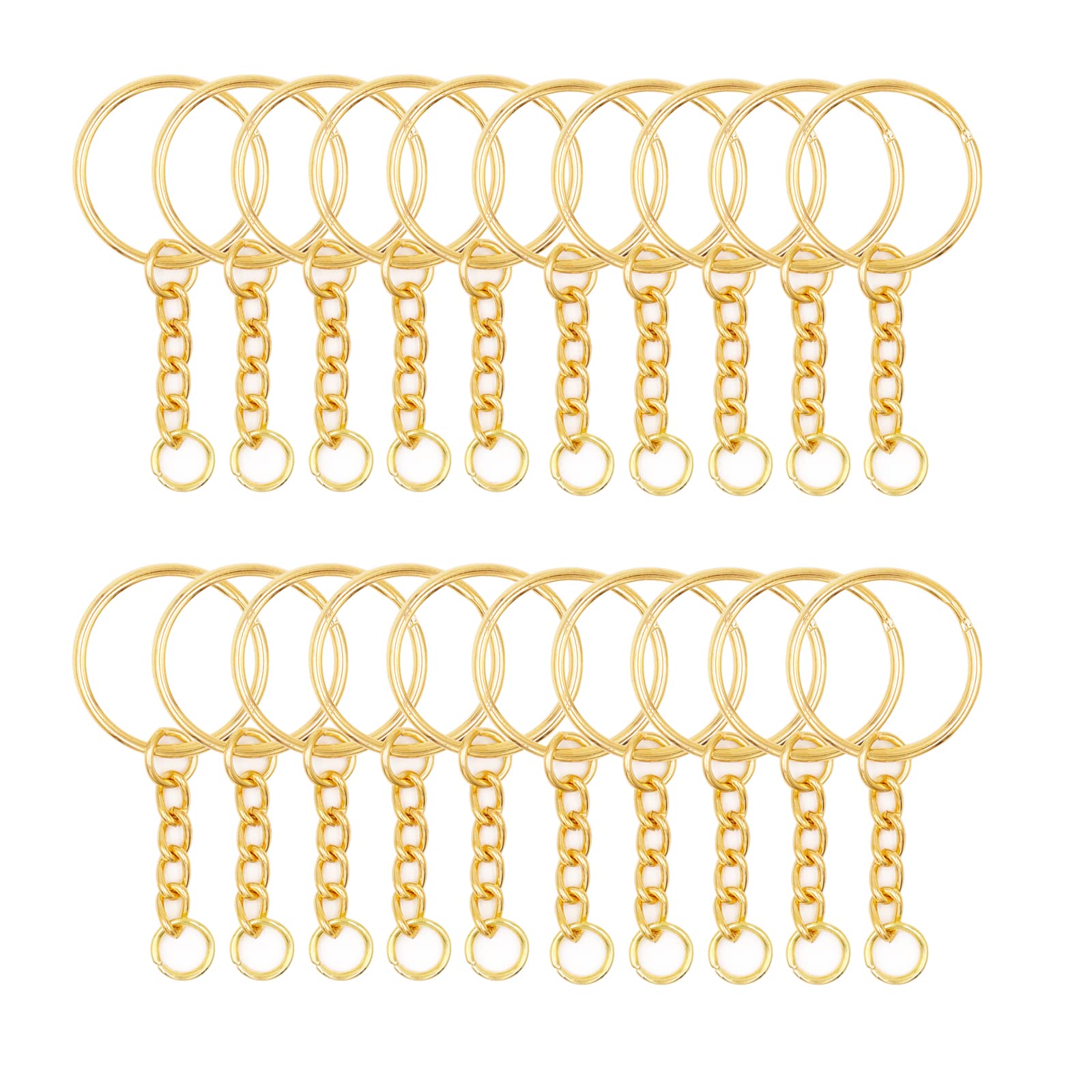 Key Chains Bulk,100Pcs Keychain Rings Metal Key Ring Gold Key Ring with Chain 25mm Open Jump Ring for Crafts and Jewelry Making (Style 1)