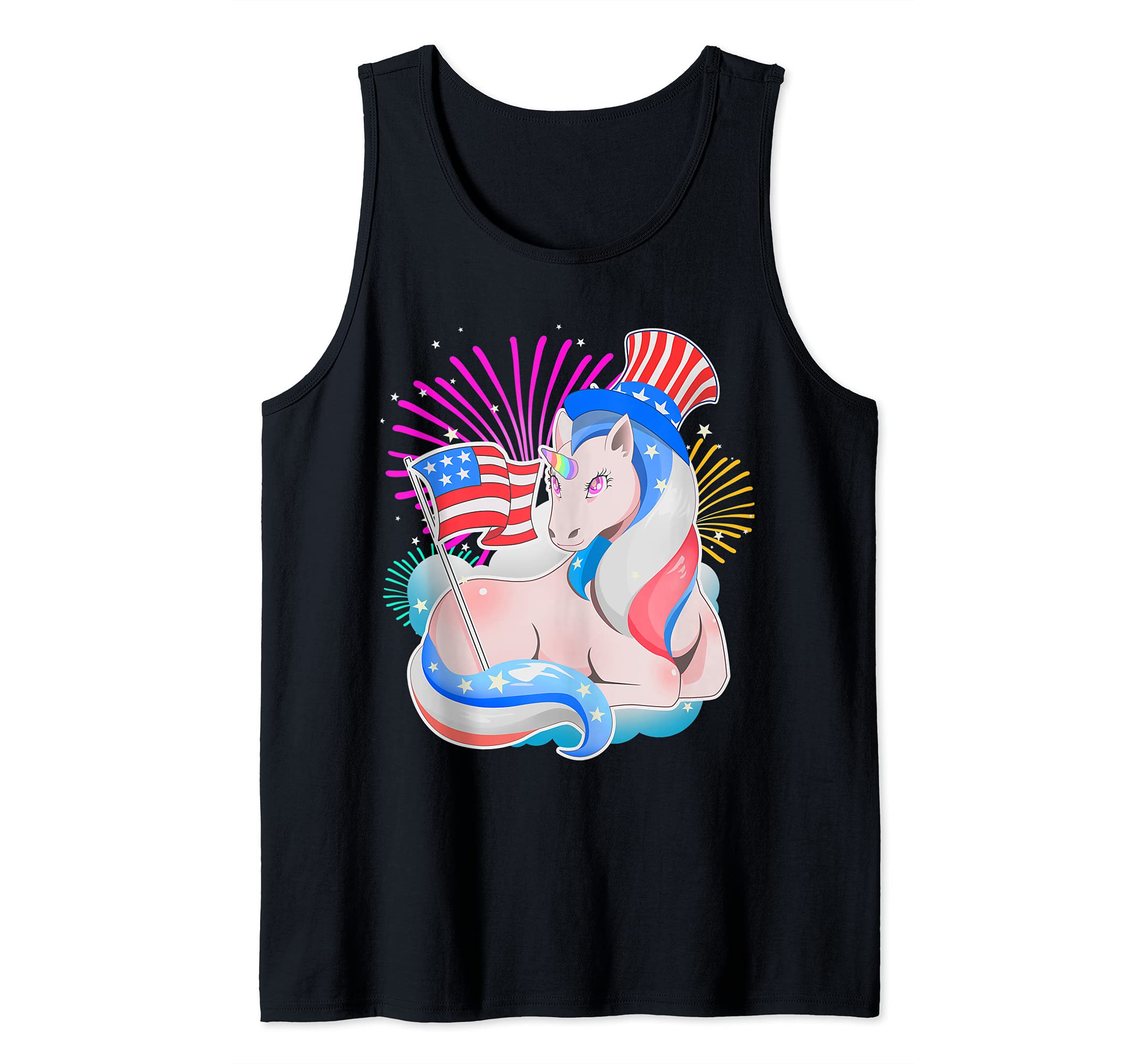 America 4th of July Independence Day Patriotic Unicorn Tank Top