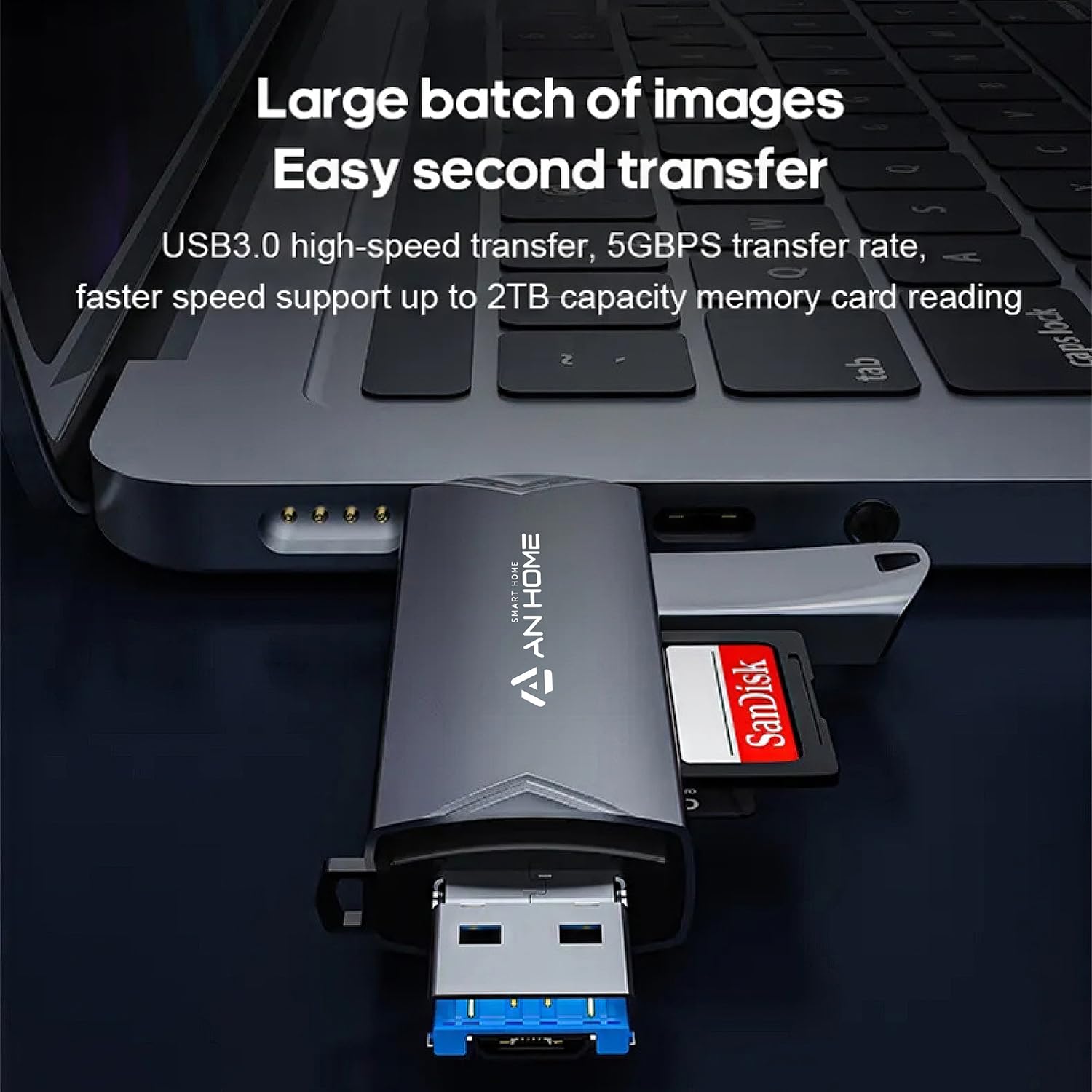 AnHome SD Card Reader USB C 6 in 1 OTG Memory Adapter Connector USB 3.0 USB C Micro USB Supports SD/MicroSD/SDXC/SDHC/MMC/RS-MMC/UHS-I Compatible with MacBook iPad Pro, Android Phone, PC, Laptop etc