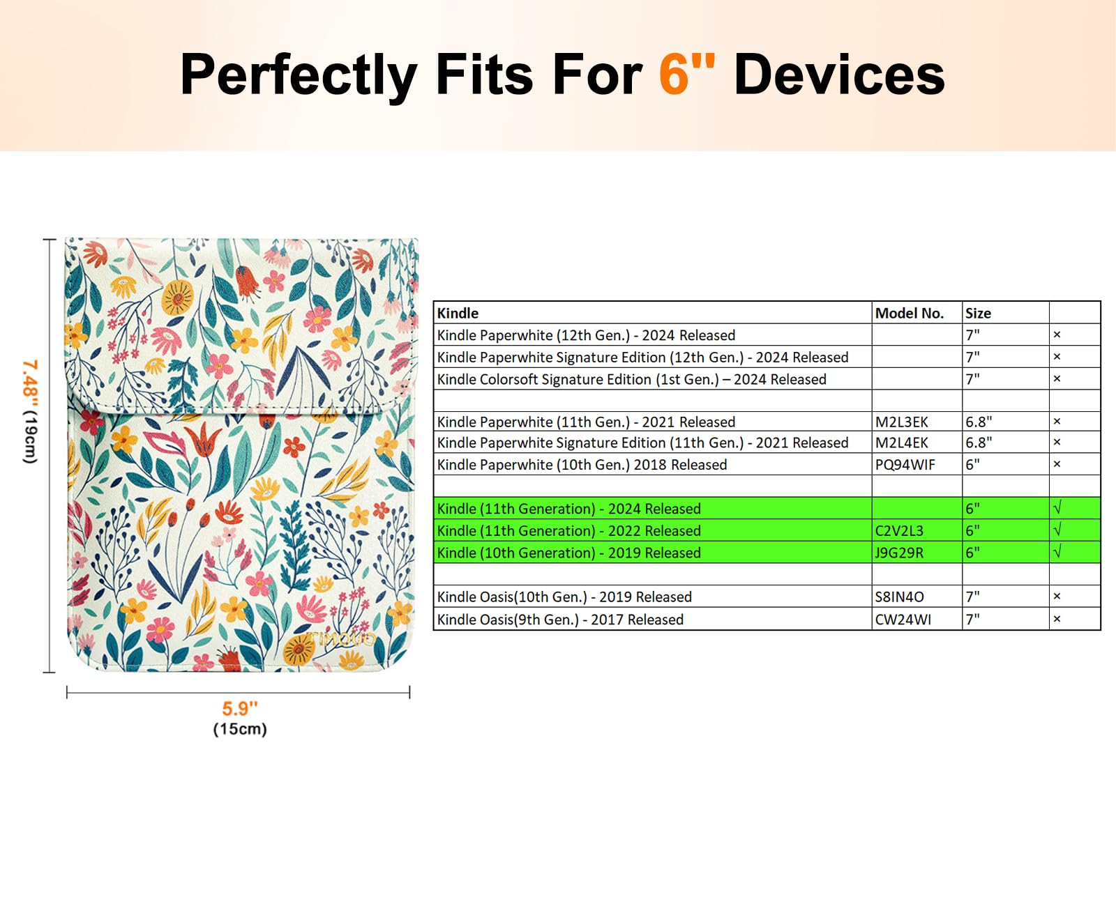 TiMOVO 6 Inch Tablet Sleeve for All-New 6