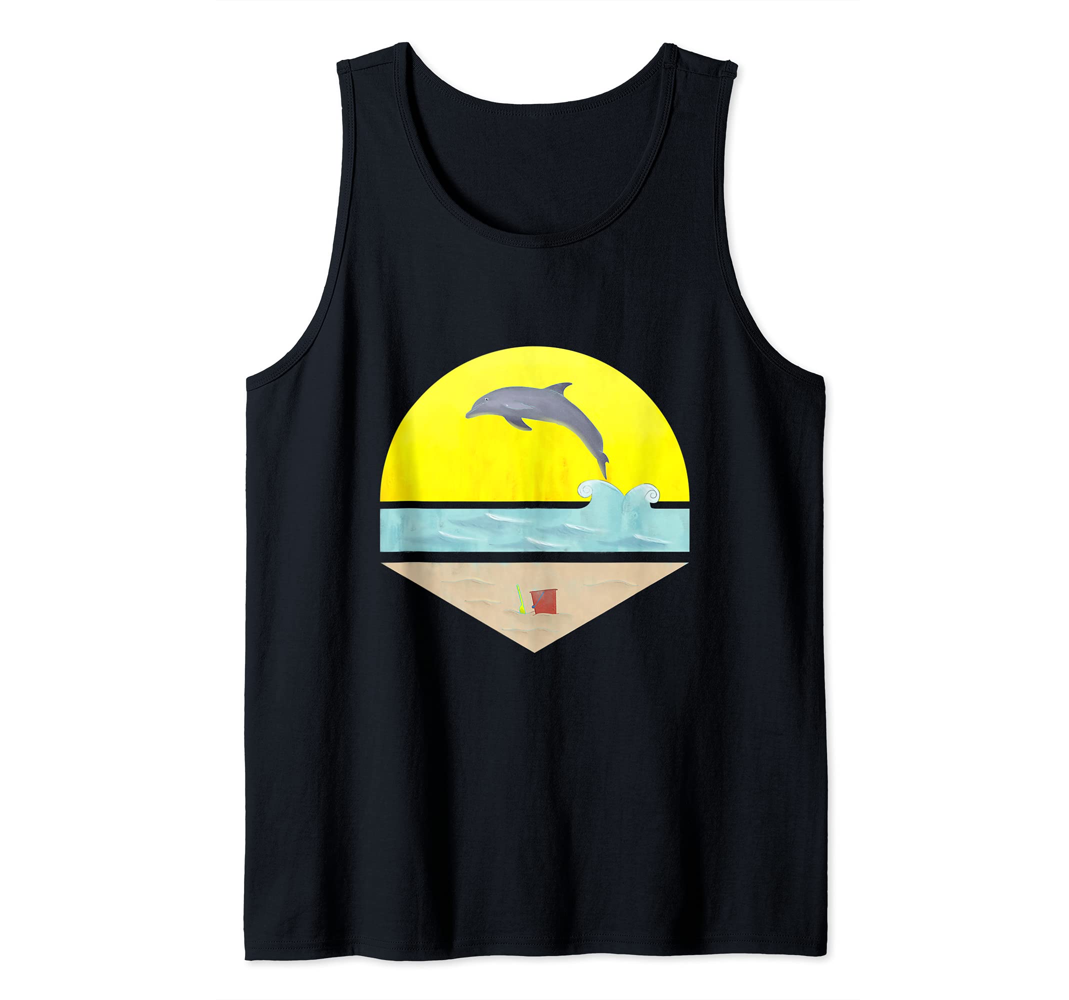 Dolphin Sea Waves And SandBox In Summer Tank Top
