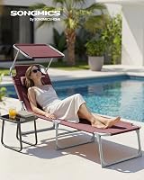 SONGMICS Sunbath Folding Lounger Deck Chair 193 x 53 x 29 cm Red GCB192R01 view 2