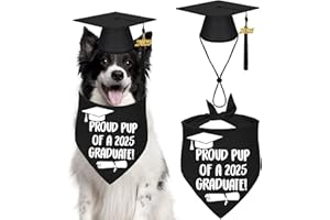 STMK Dog Graduation Cap and Bandana With 2025 Tassels - Outfits and Gifts for Small, Medium, Large Dogs (Black, Cap & Proud Pup of A Graduate)