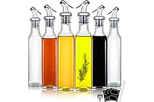 YEBODA 8oz Clear Glass Olive Oil Dispenser Bottles, and Vinegar Cruet Bottle Includes Pourers, Funnel Labels, Cooking Contain
