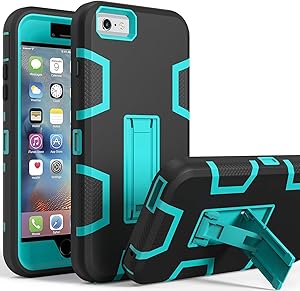 LUCKYCAT iPhone 6s Plus Case,iPhone 6 Plus Case,Kickstand Case for iPhone 6s Plus, Anti-Scratch Anti-Fingerprint Heavy Duty Protection Shockproof Rugged Cover for 5.5inch iPhone 6s Plus-Blue