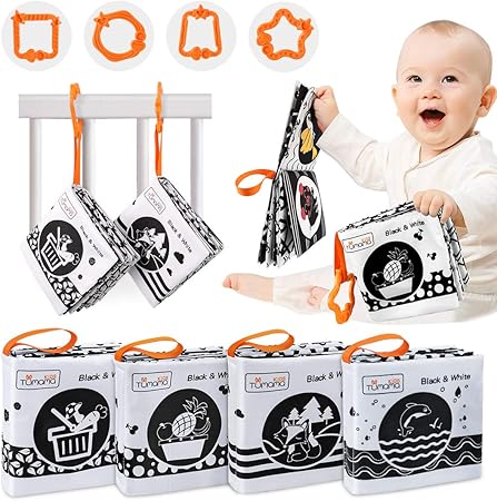 Amazon Tumama 4パック ソフト布製本 赤ちゃん用 My First ソフトブック 早期教育玩具 赤ちゃん用おもちゃ 0 3 6か月 赤ちゃん 幼児のおもちゃ おもちゃ