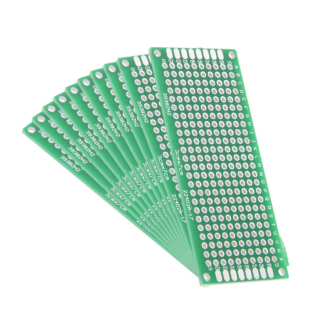Sourcingmap 10pcs 3x7cm Double Sided PCB Board Universal Printed Circuit Proto Board for DIY Soldering Electronic Projects Practice Test Circuit