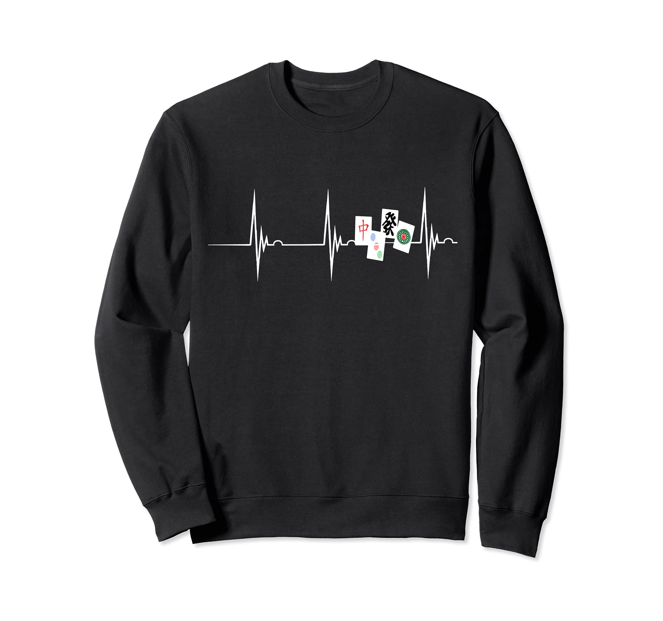 Mahjong Player Heartbeat EKG Pulse Chinese Game Sweatshirt