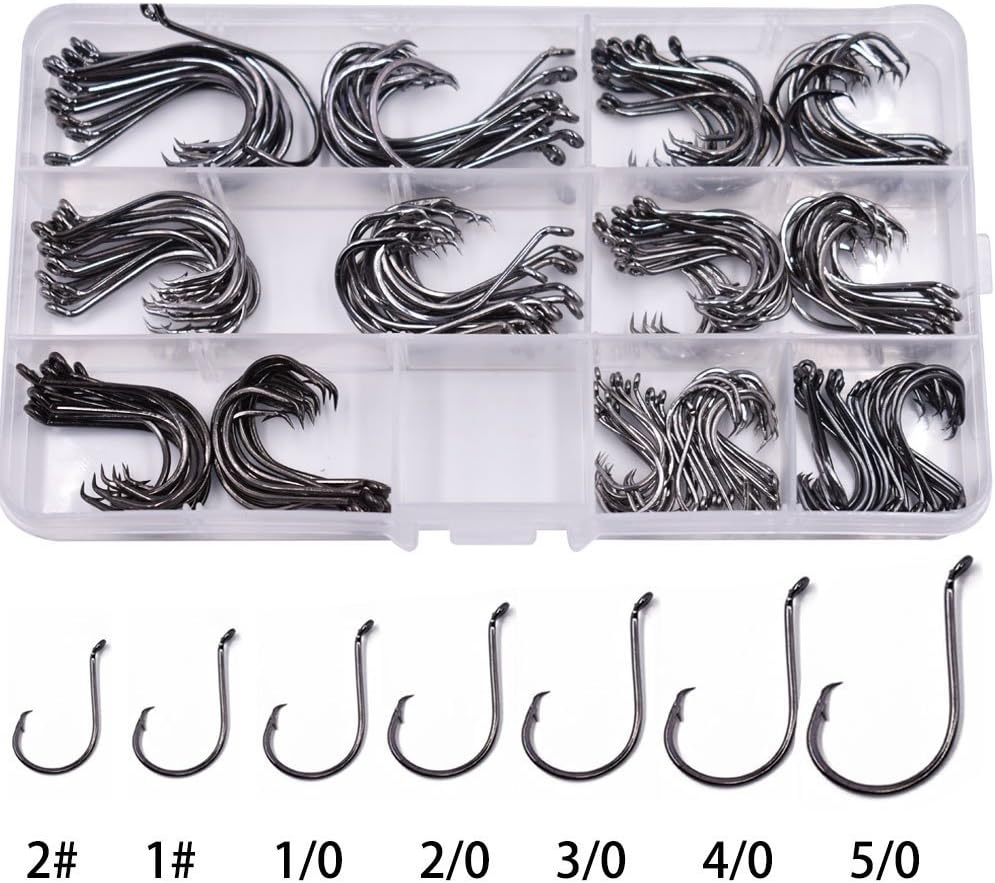 175Pcs Size 25/0 Octopus Circle Fishing Hooks Made of High Carbon