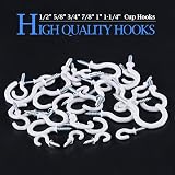 GLARKS 100 White Vinyl Cup Hooks Screw 6 Sizes Ceiling Mug Hangers Assortment view 3