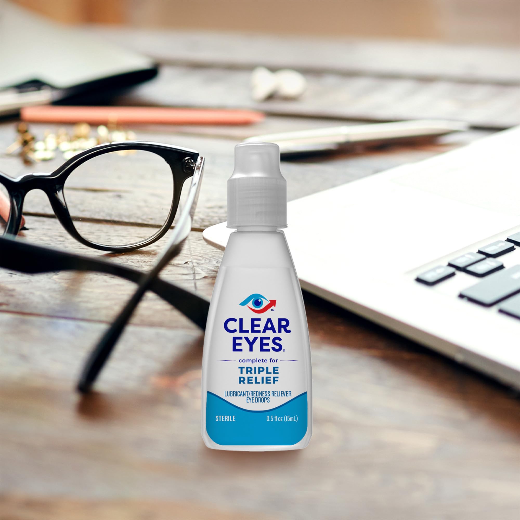 Clear Eyes Triple Relief Eye Drops, 0.5 Fl Oz, Pack of 3
